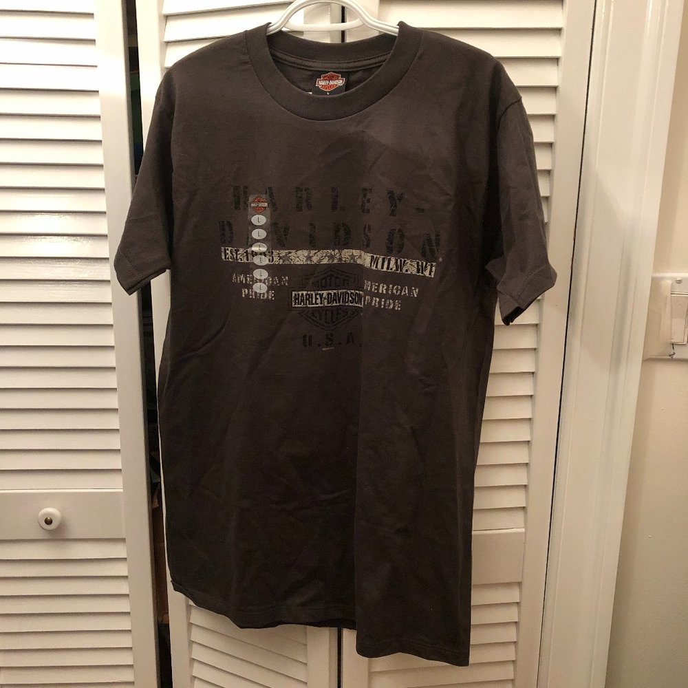 Harley-Davidson men brown tshirt, Montgomery County Valley Force, L